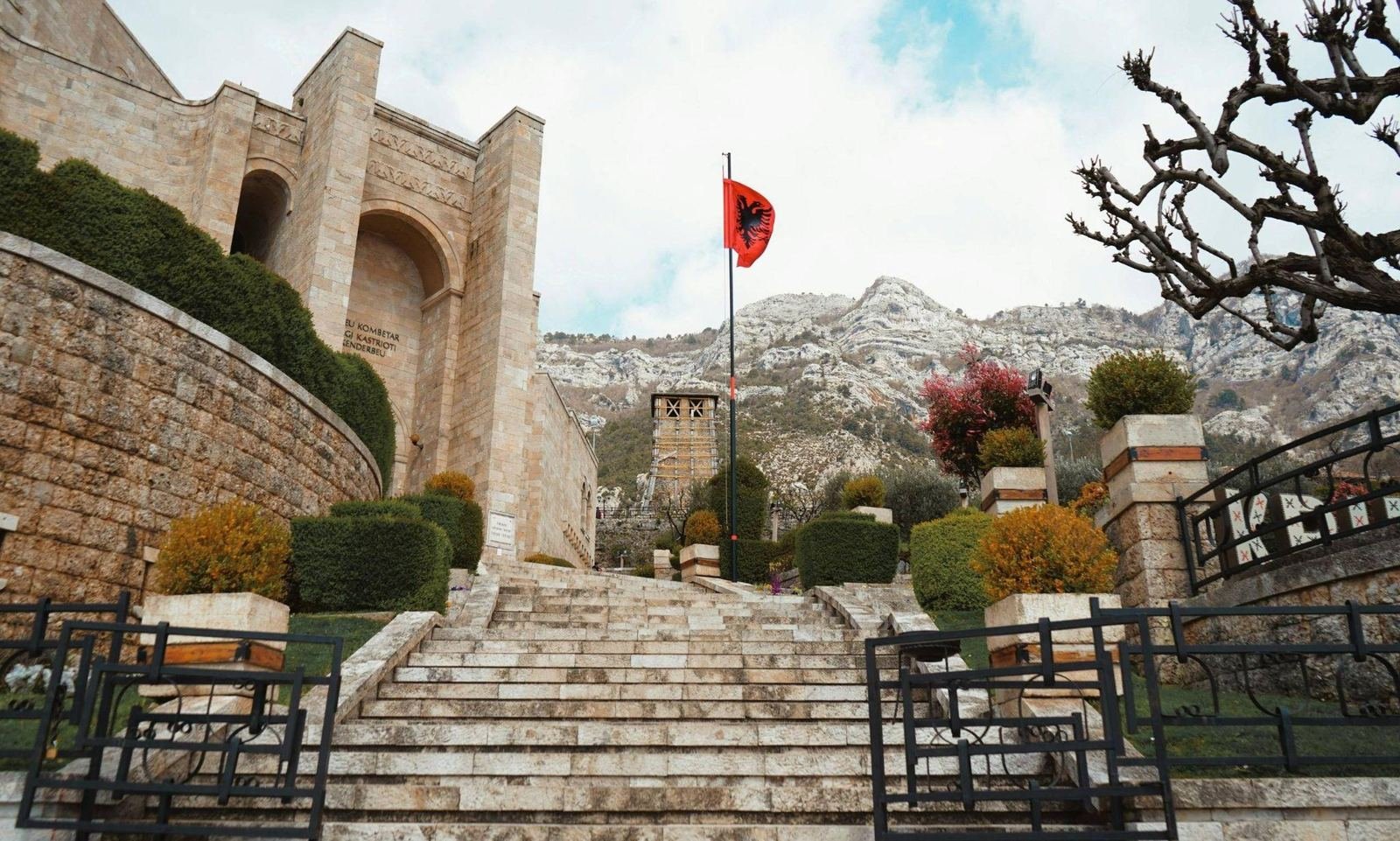 The stone steps up to Krujë Castle and the Skanderbeg Museum
